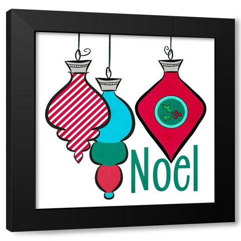 Joyful Christmas Ornaments III Black Modern Wood Framed Art Print with Double Matting by Metz, Andi