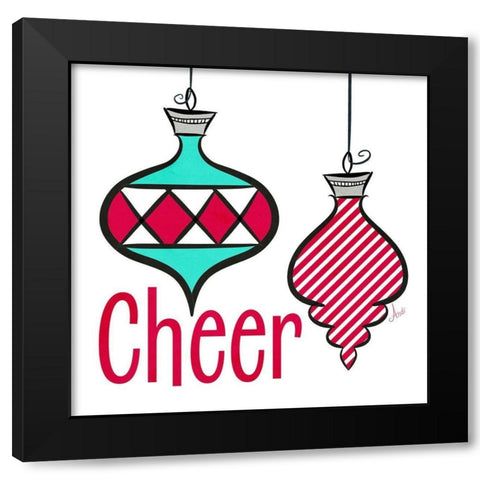 Joyful Christmas Ornaments I Black Modern Wood Framed Art Print by Metz, Andi