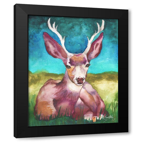 Buck In A Field I Black Modern Wood Framed Art Print by Medley, Elizabeth