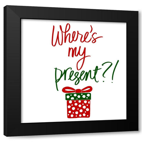 Wheres My Present Black Modern Wood Framed Art Print with Double Matting by SD Graphics Studio