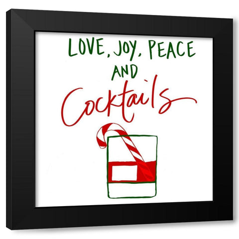 Christmas With Cocktails Black Modern Wood Framed Art Print by SD Graphics Studio