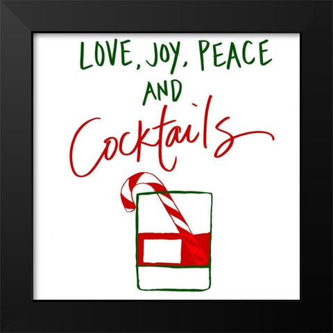 Christmas With Cocktails Black Modern Wood Framed Art Print by SD Graphics Studio