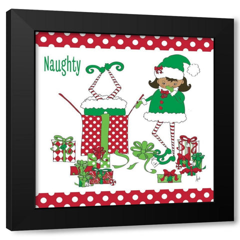 Naughty Elves Black Modern Wood Framed Art Print with Double Matting by Metz, Andi