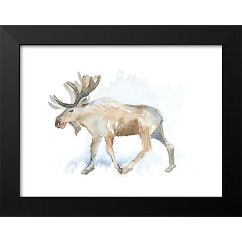 Watercolor Moose Black Modern Wood Framed Art Print by Loreth, Lanie
