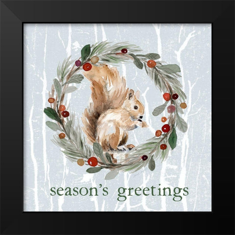 Seasons Greetings Black Modern Wood Framed Art Print by Loreth, Lanie