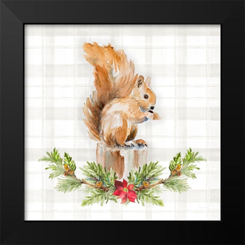 Holiday Woodland Garland on Plaid III Black Modern Wood Framed Art Print by Loreth, Lanie