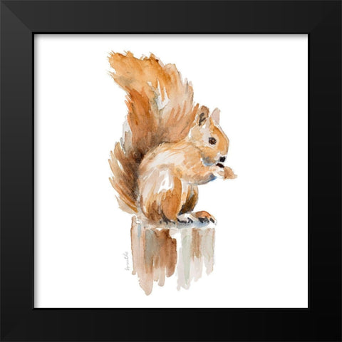 Watercolor Squirrel Black Modern Wood Framed Art Print by Loreth, Lanie
