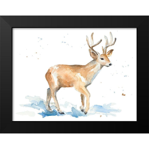 Watercolor Deer Black Modern Wood Framed Art Print by Loreth, Lanie