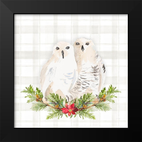 Holiday Woodland Garland on Plaid IV Black Modern Wood Framed Art Print by Loreth, Lanie