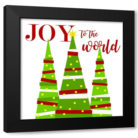 Joy to the World Black Modern Wood Framed Art Print with Double Matting by Quach, Anna