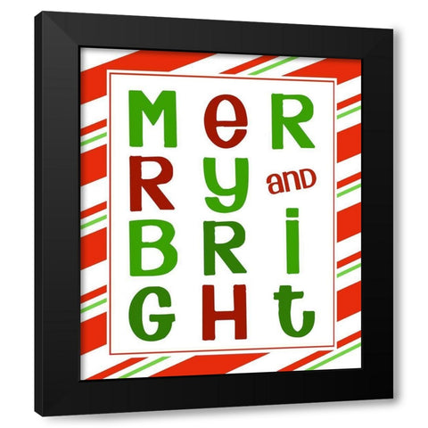 Merry and Bright Black Modern Wood Framed Art Print by Quach, Anna