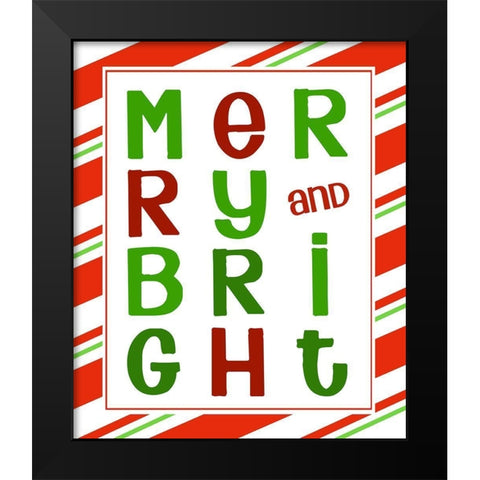 Merry and Bright Black Modern Wood Framed Art Print by Quach, Anna