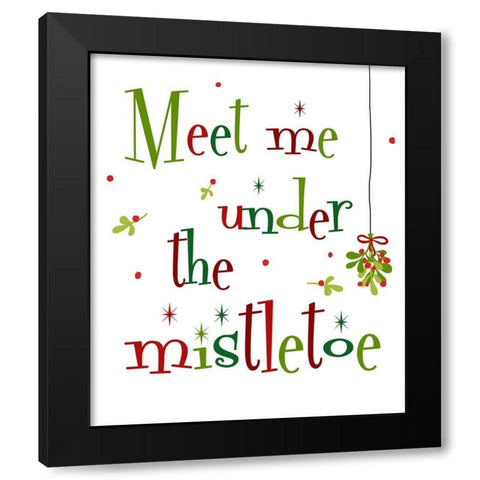 Meet Me Under the Mistletoe Black Modern Wood Framed Art Print by Quach, Anna