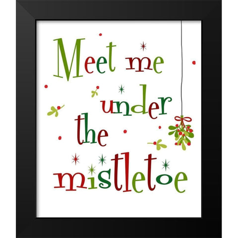 Meet Me Under the Mistletoe Black Modern Wood Framed Art Print by Quach, Anna