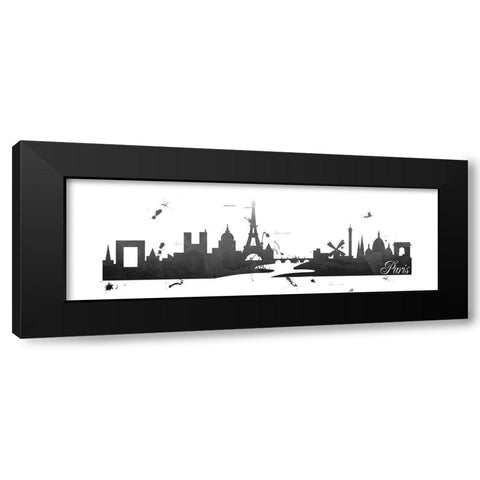 Paris Skyline Black Modern Wood Framed Art Print with Double Matting by Quach, Anna