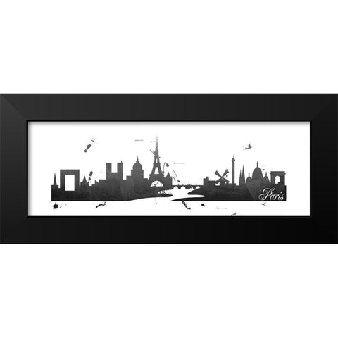 Paris Skyline Black Modern Wood Framed Art Print by Quach, Anna