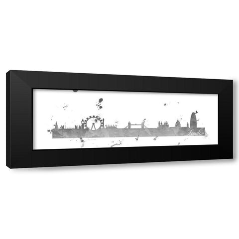 London Skyline Black Modern Wood Framed Art Print with Double Matting by Quach, Anna