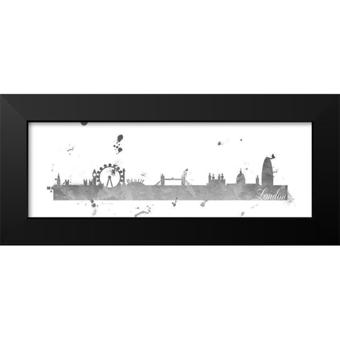 London Skyline Black Modern Wood Framed Art Print by Quach, Anna