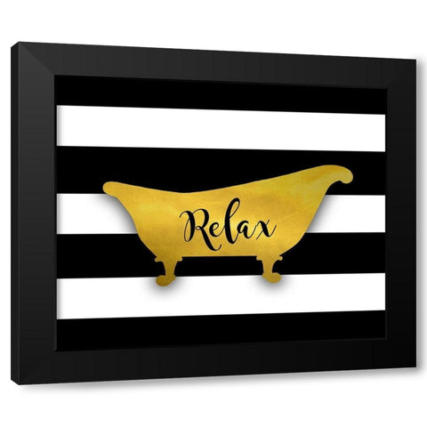 Relax Bath Black Modern Wood Framed Art Print by Quach, Anna
