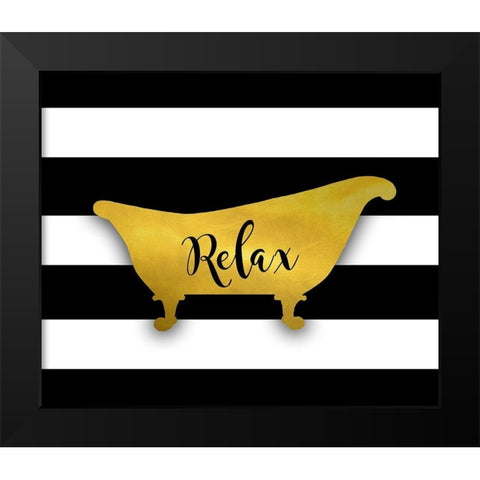 Relax Bath Black Modern Wood Framed Art Print by Quach, Anna