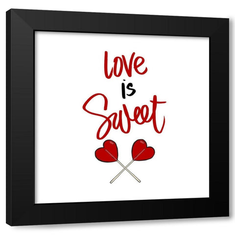 Love is Sweet Black Modern Wood Framed Art Print with Double Matting by SD Graphics Studio