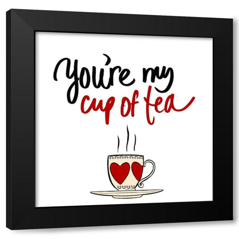 Cup of Tea Black Modern Wood Framed Art Print by SD Graphics Studio