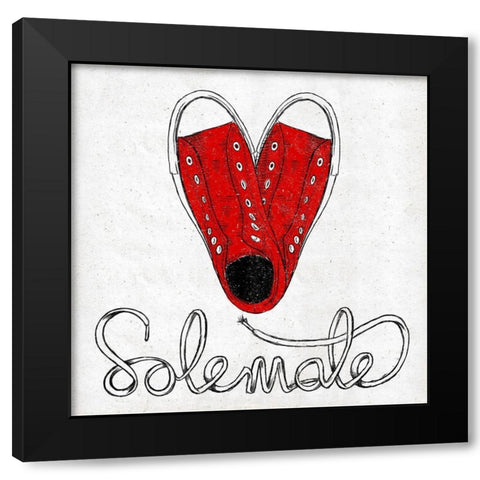 Sole Mate Black Modern Wood Framed Art Print by SD Graphics Studio