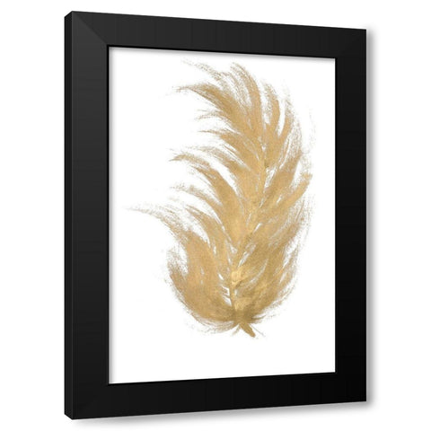 Gold Feather I Black Modern Wood Framed Art Print with Double Matting by Hewitt, L.