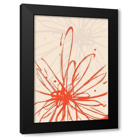 Mandarin Burst I Black Modern Wood Framed Art Print with Double Matting by Hewitt, L.