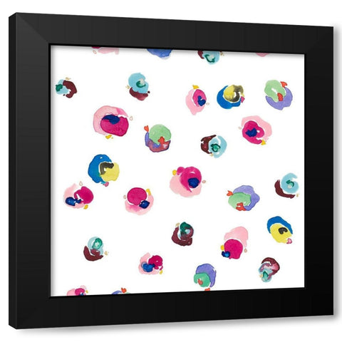 Fun Vibrant Dots Black Modern Wood Framed Art Print by James, Nola