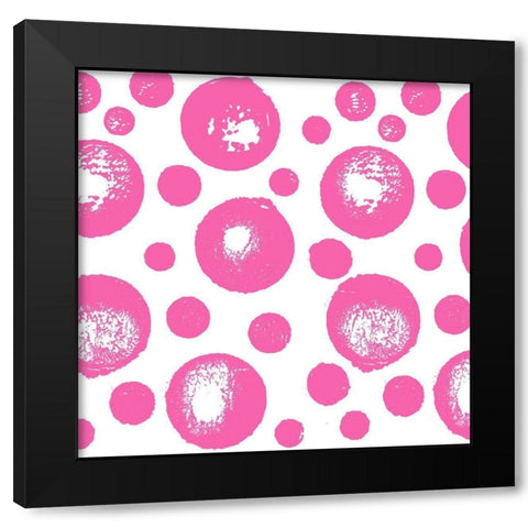 Fun Paint Bubbles Pink Black Modern Wood Framed Art Print by James, Nola