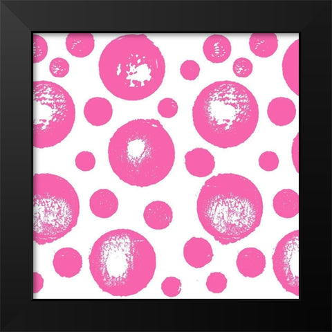 Fun Paint Bubbles Pink Black Modern Wood Framed Art Print by James, Nola