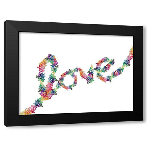 Floral Love Black Modern Wood Framed Art Print by James, Nola