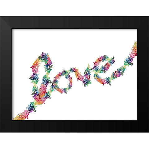Floral Love Black Modern Wood Framed Art Print by James, Nola