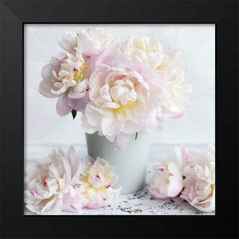 White Blooms Black Modern Wood Framed Art Print by Gardner, Sarah
