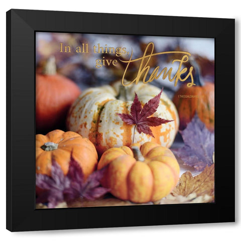 Give Thanks Black Modern Wood Framed Art Print with Double Matting by Gardner, Sarah