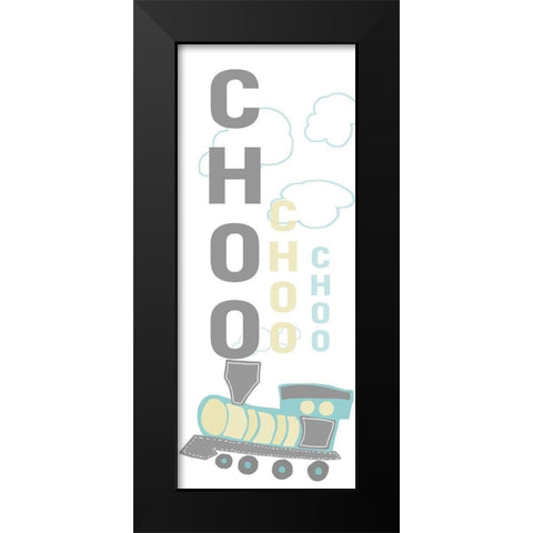 Choo Choo Train Black Modern Wood Framed Art Print by Quach, Anna
