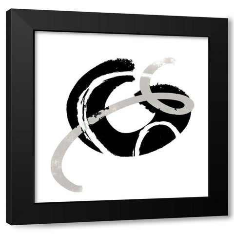 Scrolling Black And White Abstract  I Black Modern Wood Framed Art Print with Double Matting by SD Graphics Studio