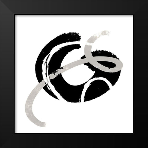 Scrolling Black And White Abstract  I Black Modern Wood Framed Art Print by SD Graphics Studio