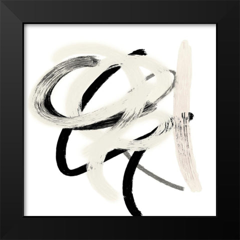 Scrolling Black And White Abstract II Black Modern Wood Framed Art Print by SD Graphics Studio