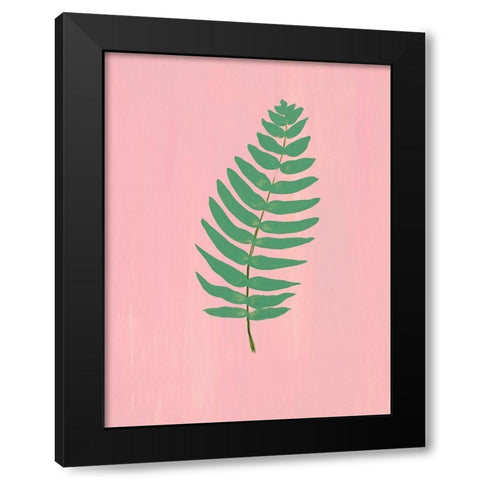 Pink Fern I Black Modern Wood Framed Art Print with Double Matting by Maria, Robin