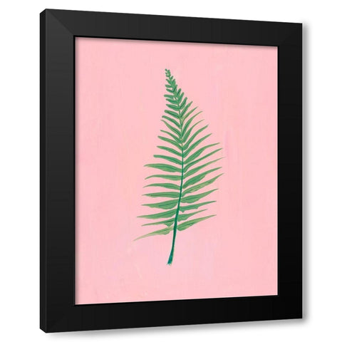 Pink Fern II Black Modern Wood Framed Art Print by Maria, Robin