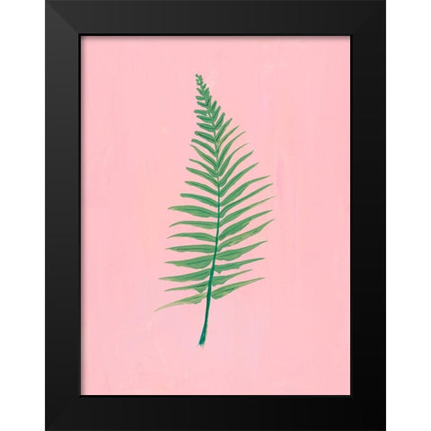 Pink Fern II Black Modern Wood Framed Art Print by Maria, Robin