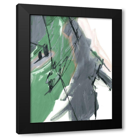 Rare Green and Gray Abstract I Black Modern Wood Framed Art Print with Double Matting by Maria, Robin