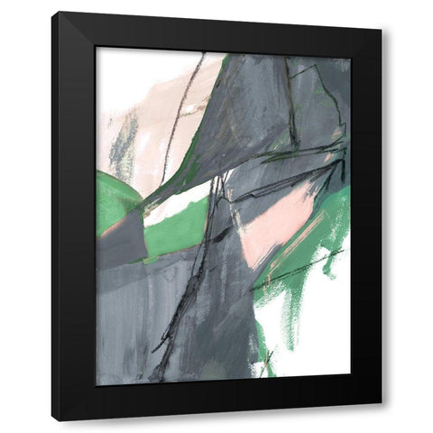 Rare Green and Gray Abstract II Black Modern Wood Framed Art Print by Maria, Robin