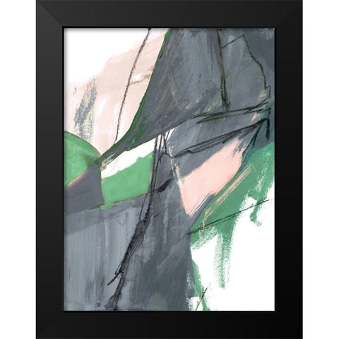 Rare Green and Gray Abstract II Black Modern Wood Framed Art Print by Maria, Robin