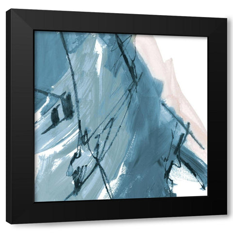 Blue on White Abstract I Black Modern Wood Framed Art Print with Double Matting by Maria, Robin