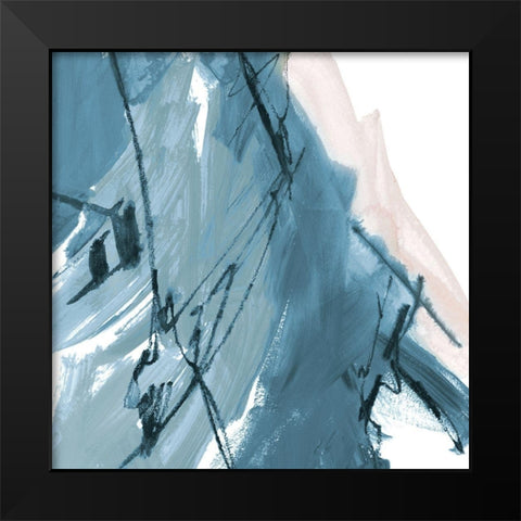 Blue on White Abstract I Black Modern Wood Framed Art Print by Maria, Robin