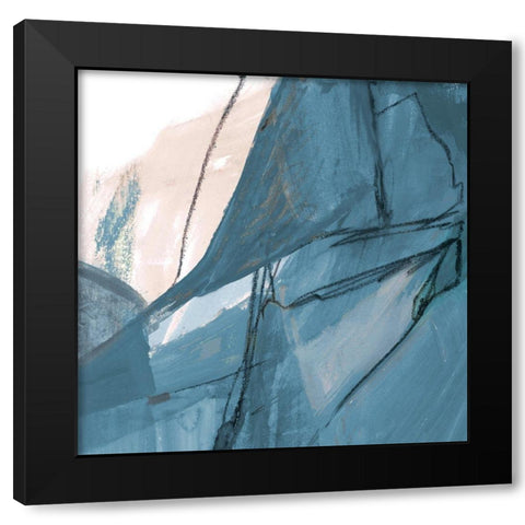 Blue on White Abstract II Black Modern Wood Framed Art Print with Double Matting by Maria, Robin