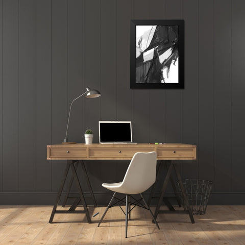 Black and White Abstract I Black Modern Wood Framed Art Print by Maria, Robin